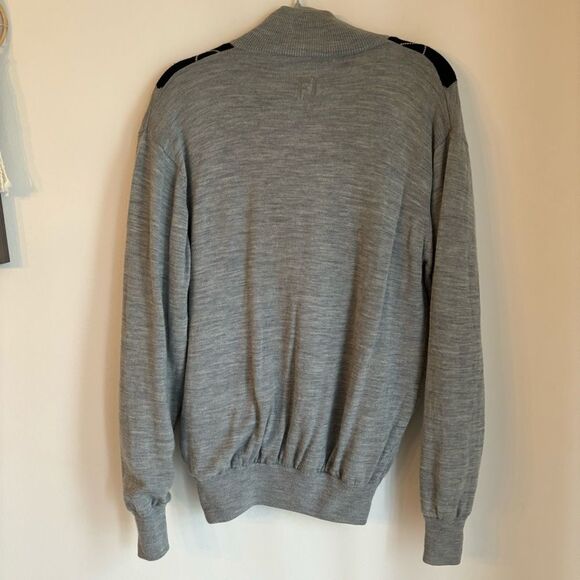 Footjoy Men’s Lined Performance argyle gray golf Sweater Wool exterior sz M EUC! - Picture 8 of 9